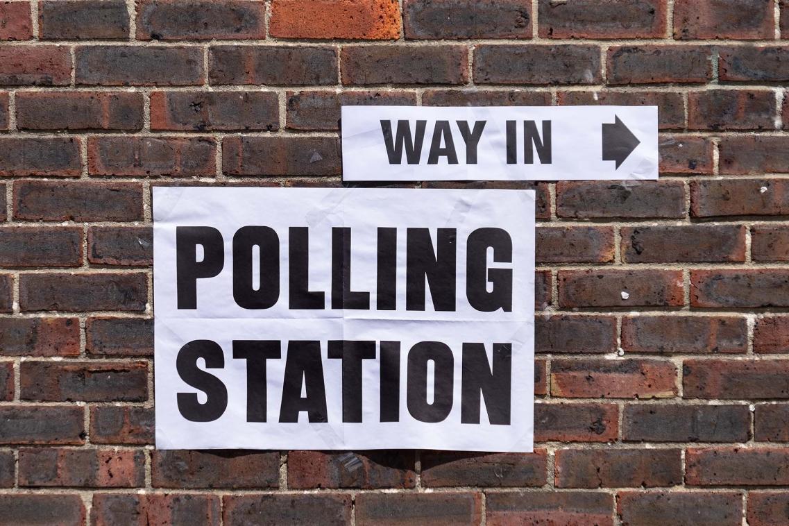 Polling station sign