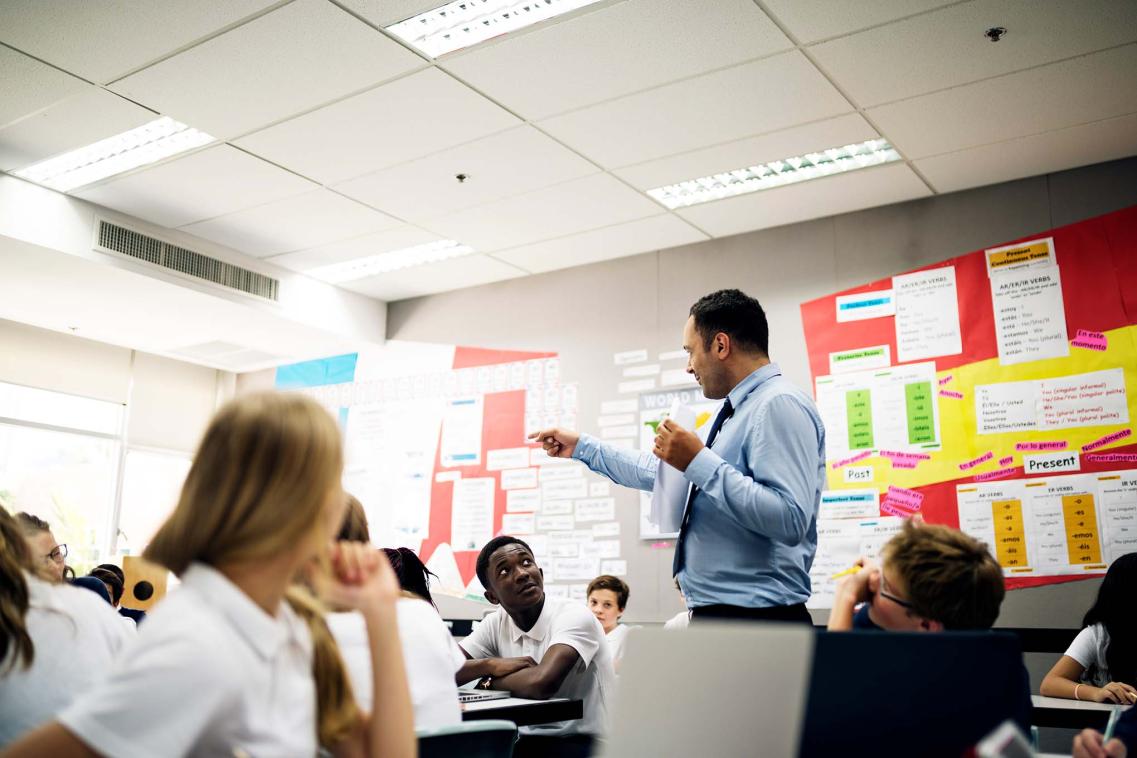 Students in an English lesson