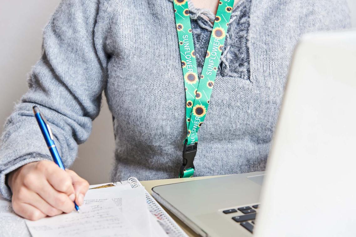 Person wearing lanyard