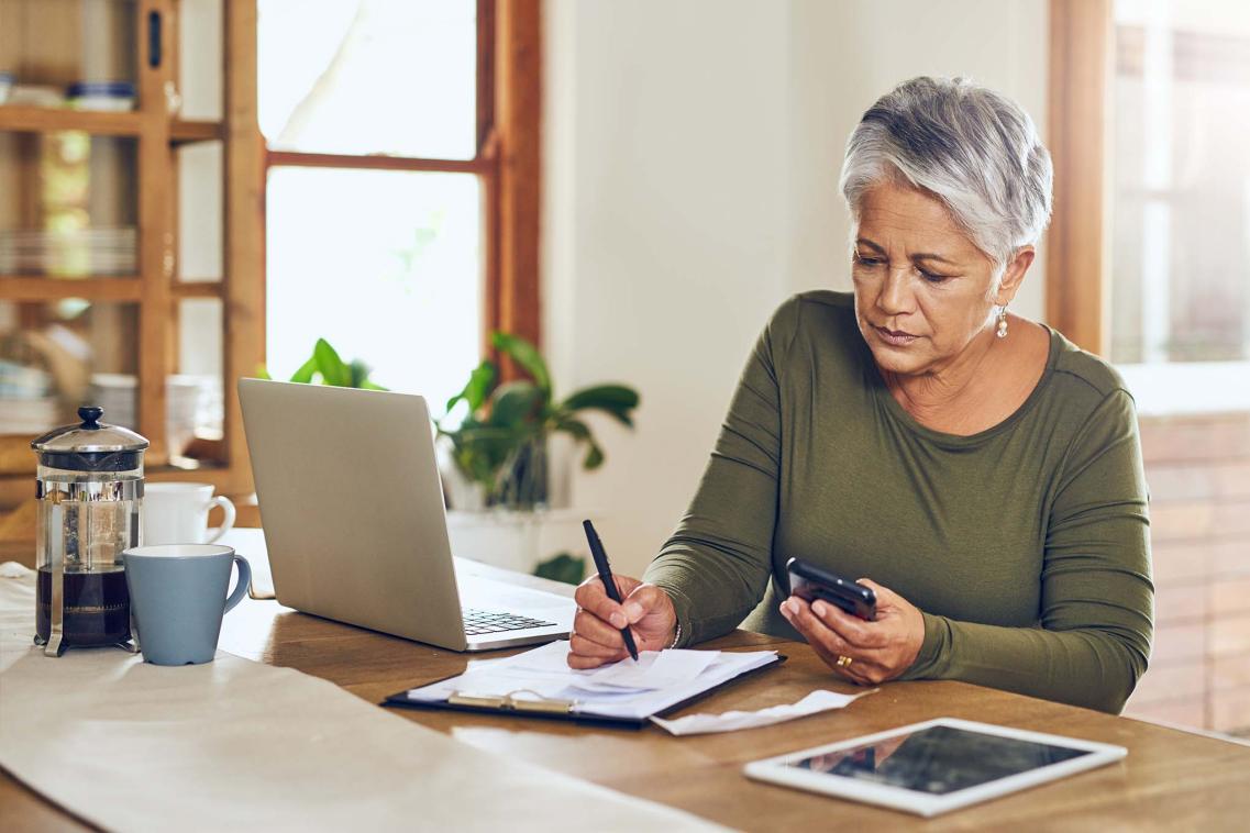 Woman calculating pension