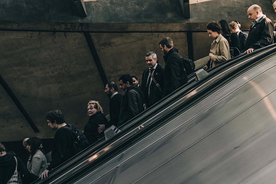 People on an escalator