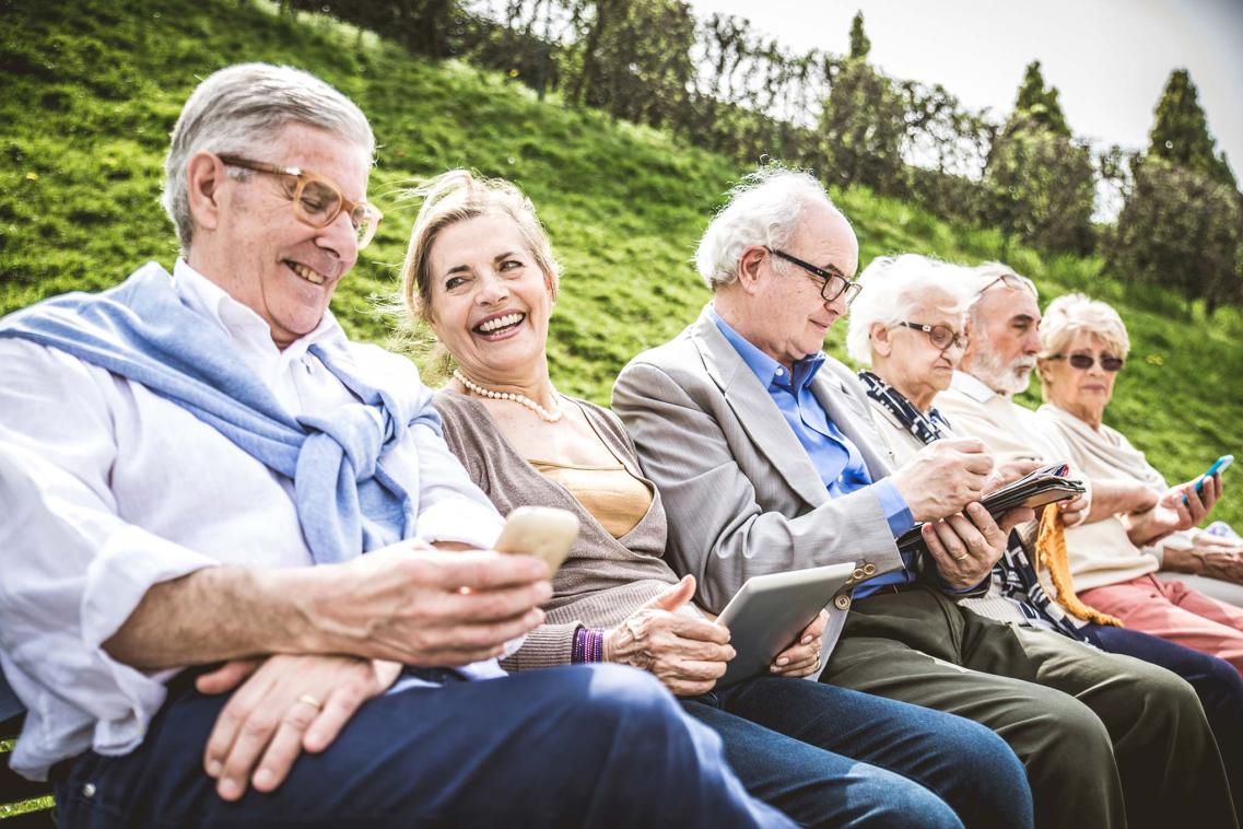 Retired people looking happy