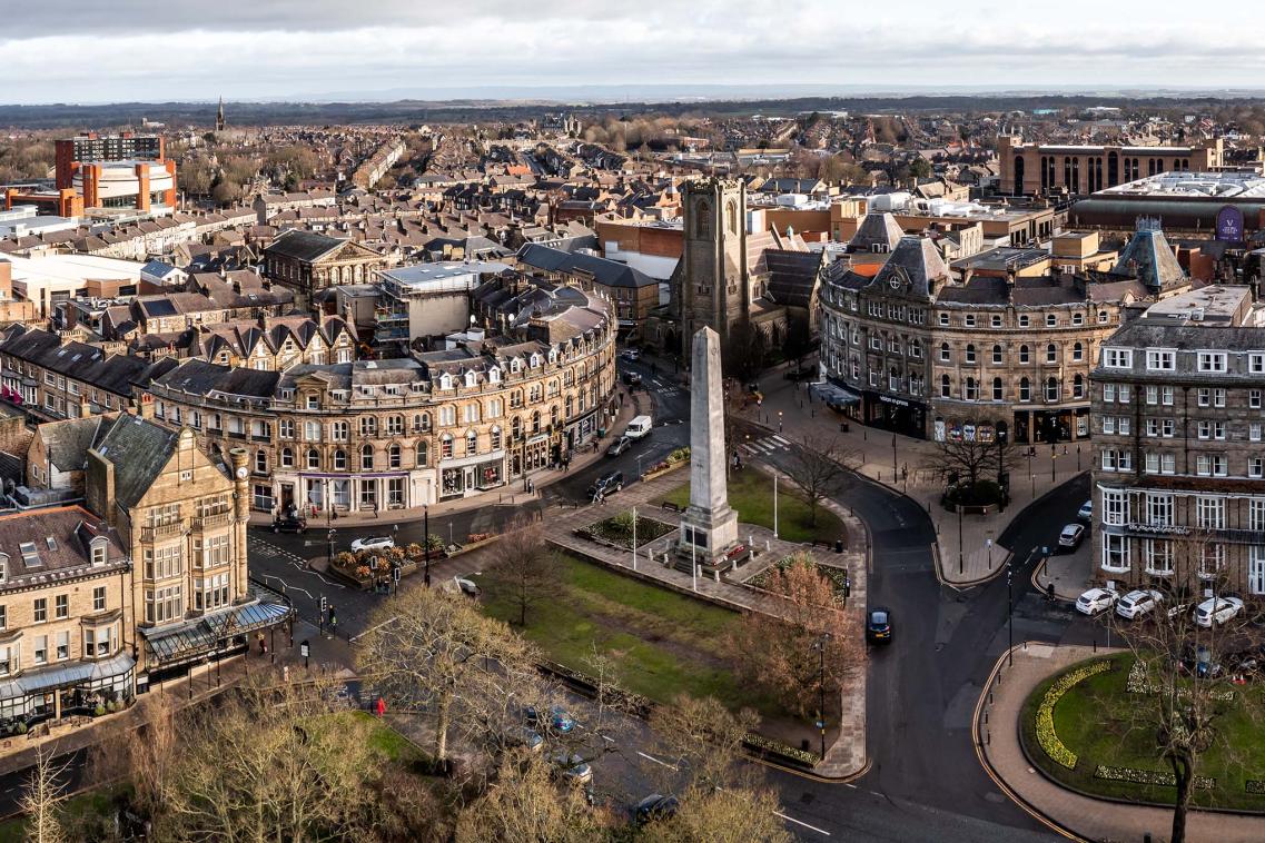 Ariel view of an English town
