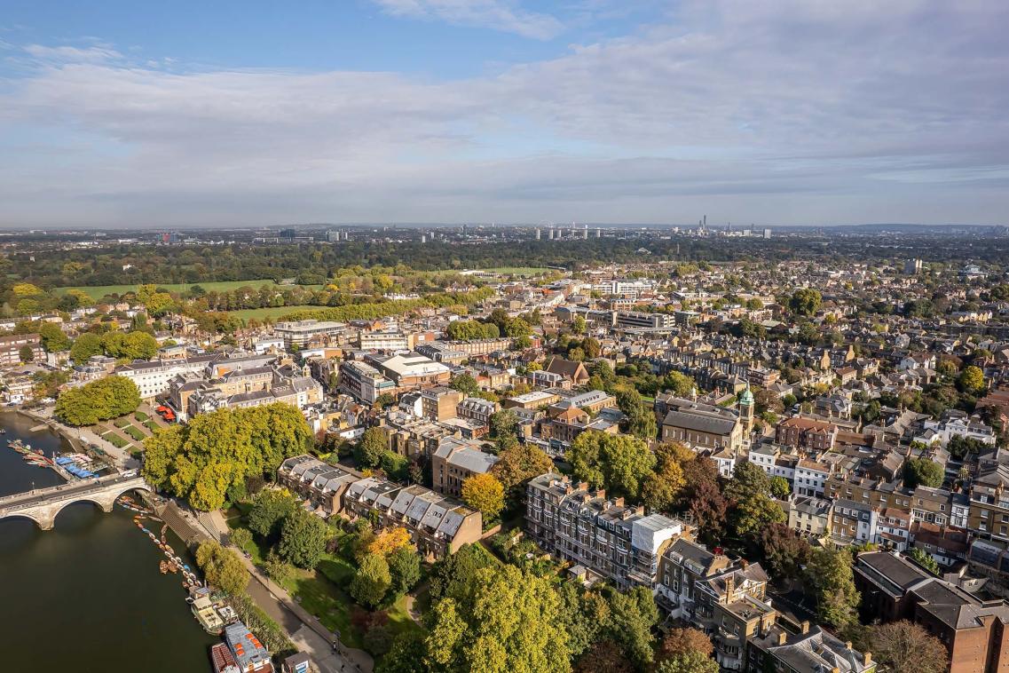 Aerial view of English town