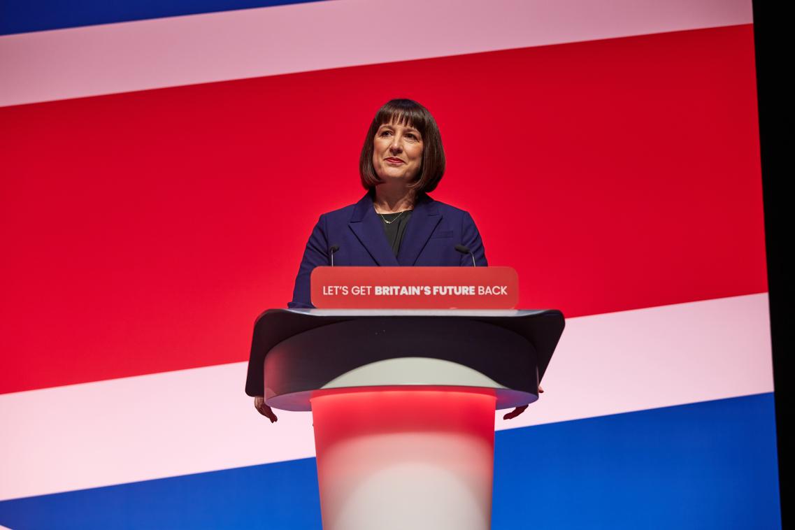 Image of Chancellor Rachel Reeves presenting at an event