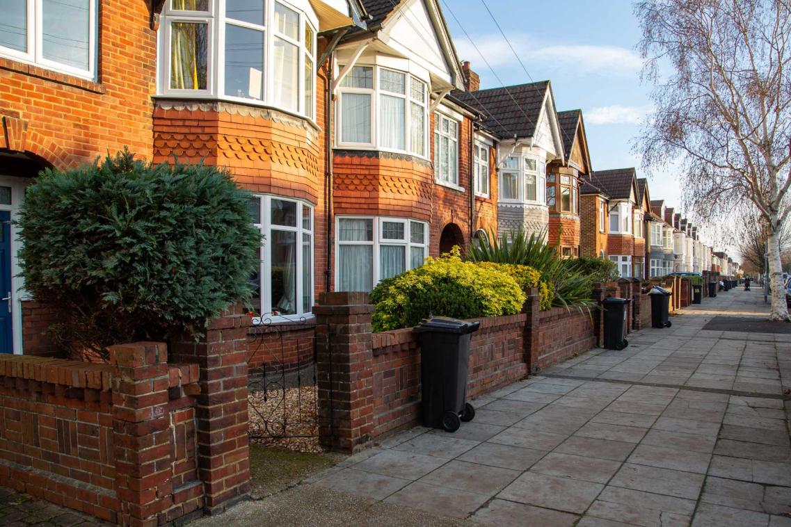 English street with terraced houses