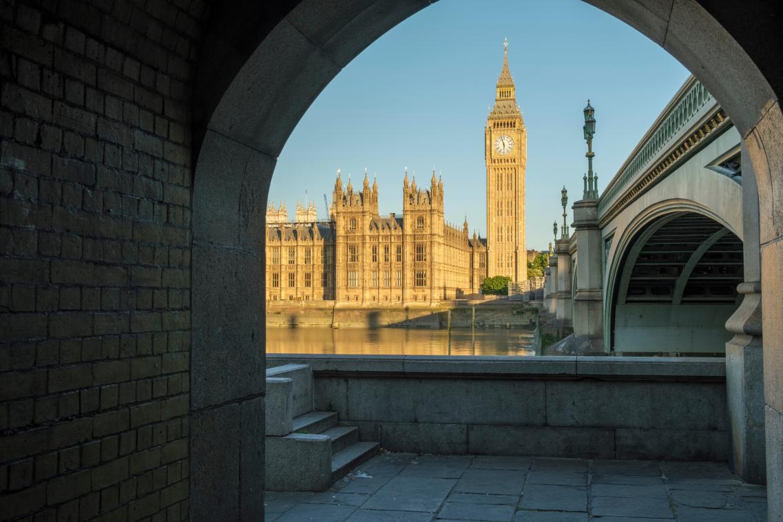 View of Parliament from under an archway
