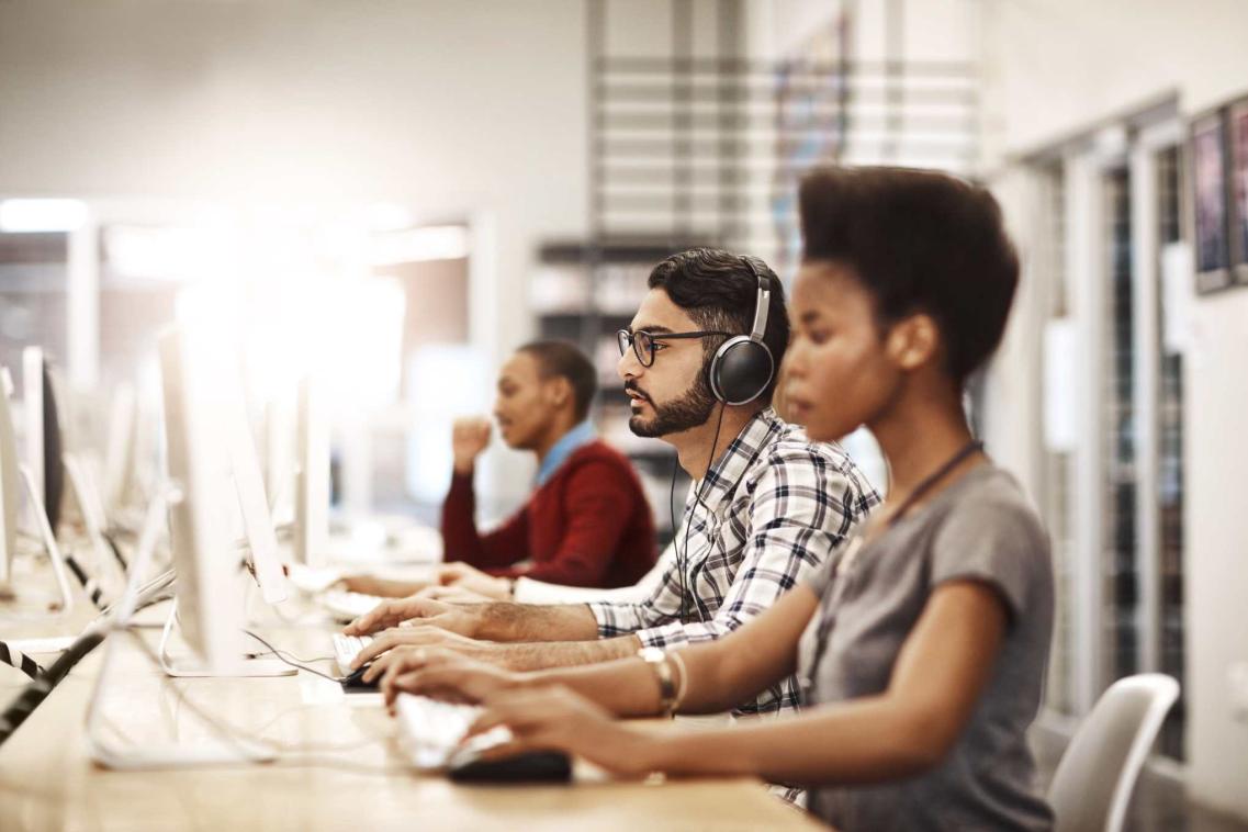 students working with computers