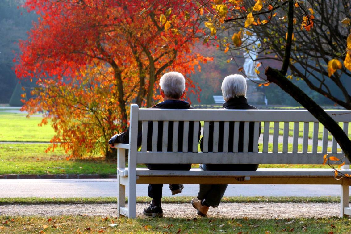 elderly couple in park