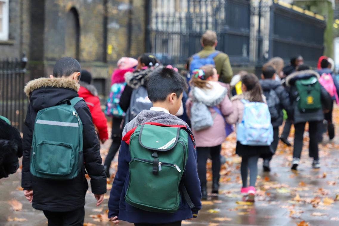 School children walking