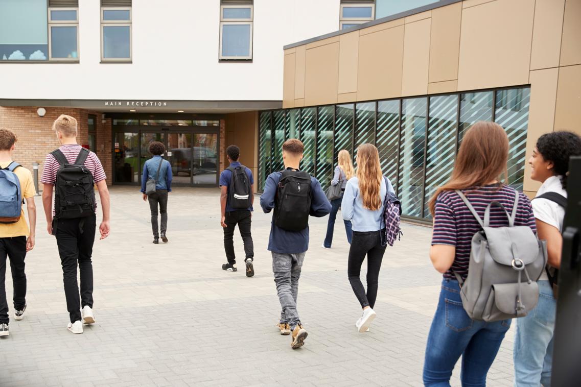 An image of students going to college