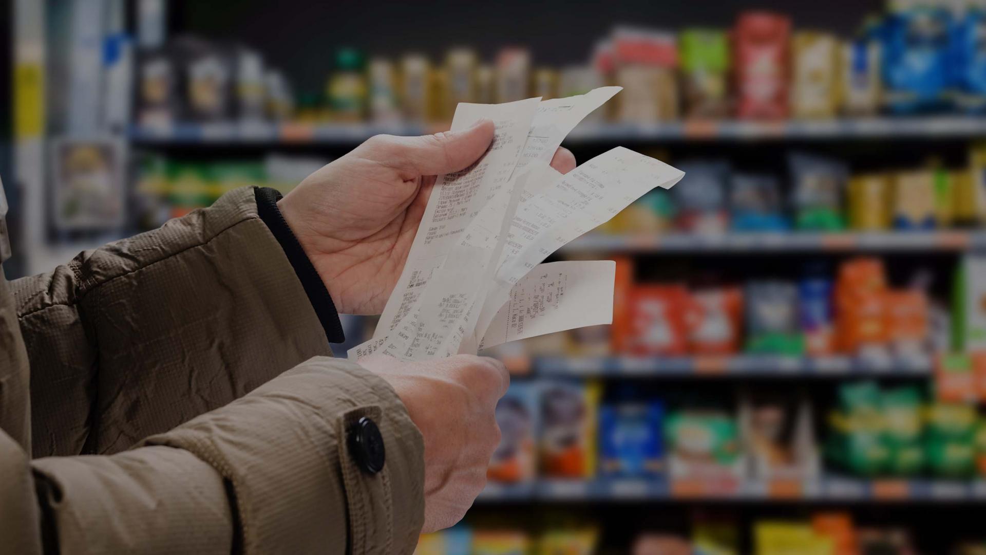 Holding receipts in a supermarket