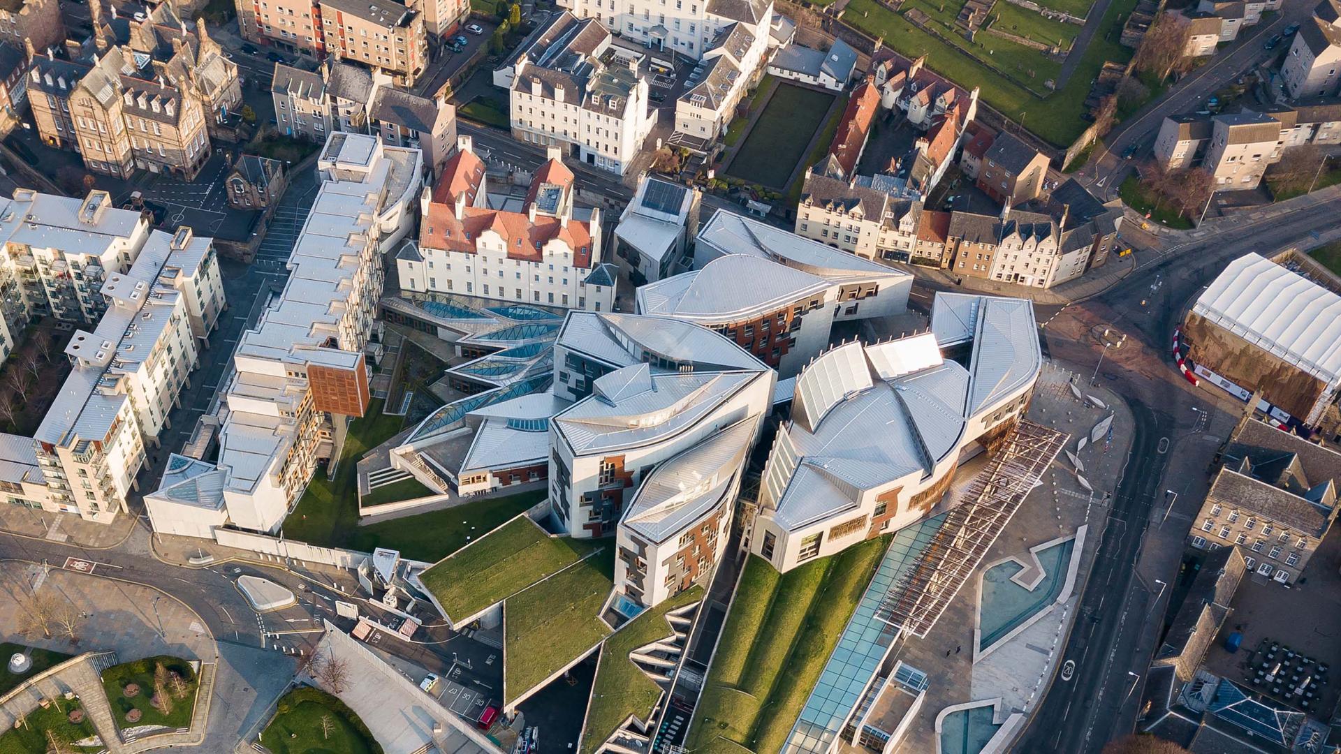 Aerial view of Scottish Parliament