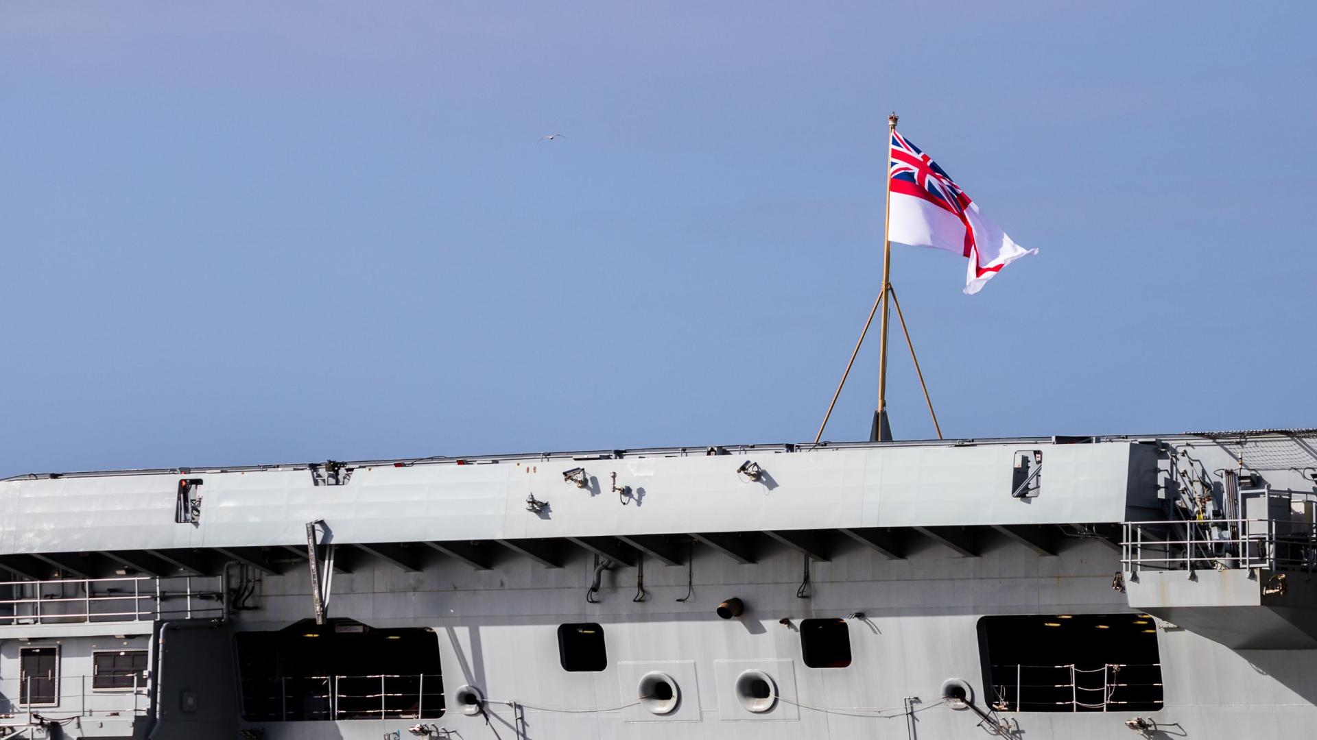 UK ship with flag