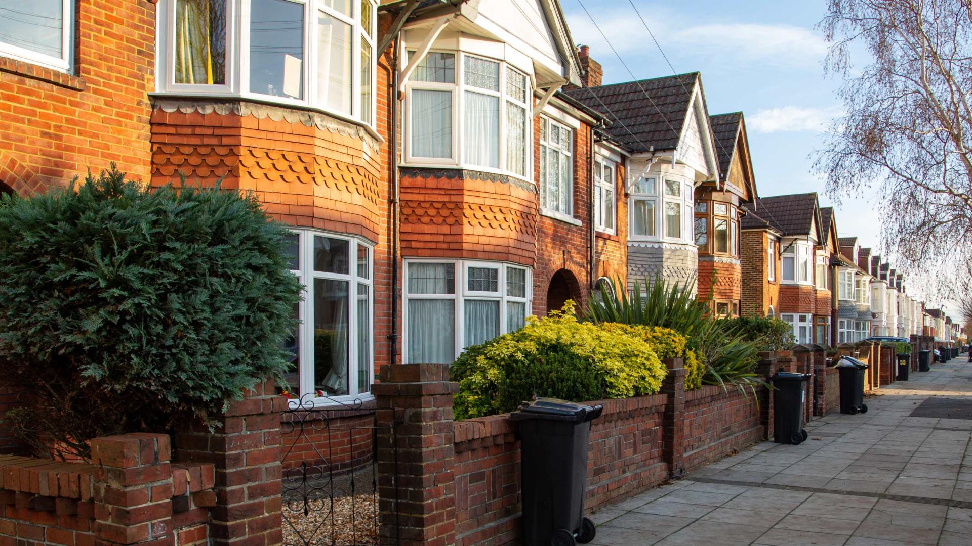 English street with terraced houses