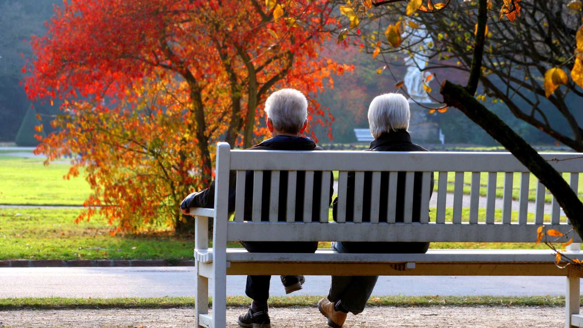elderly couple in park