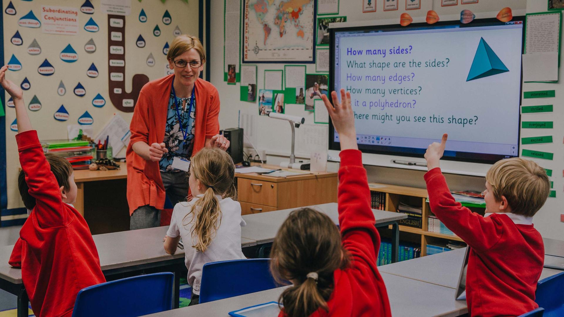 Primary school classroom and teacher