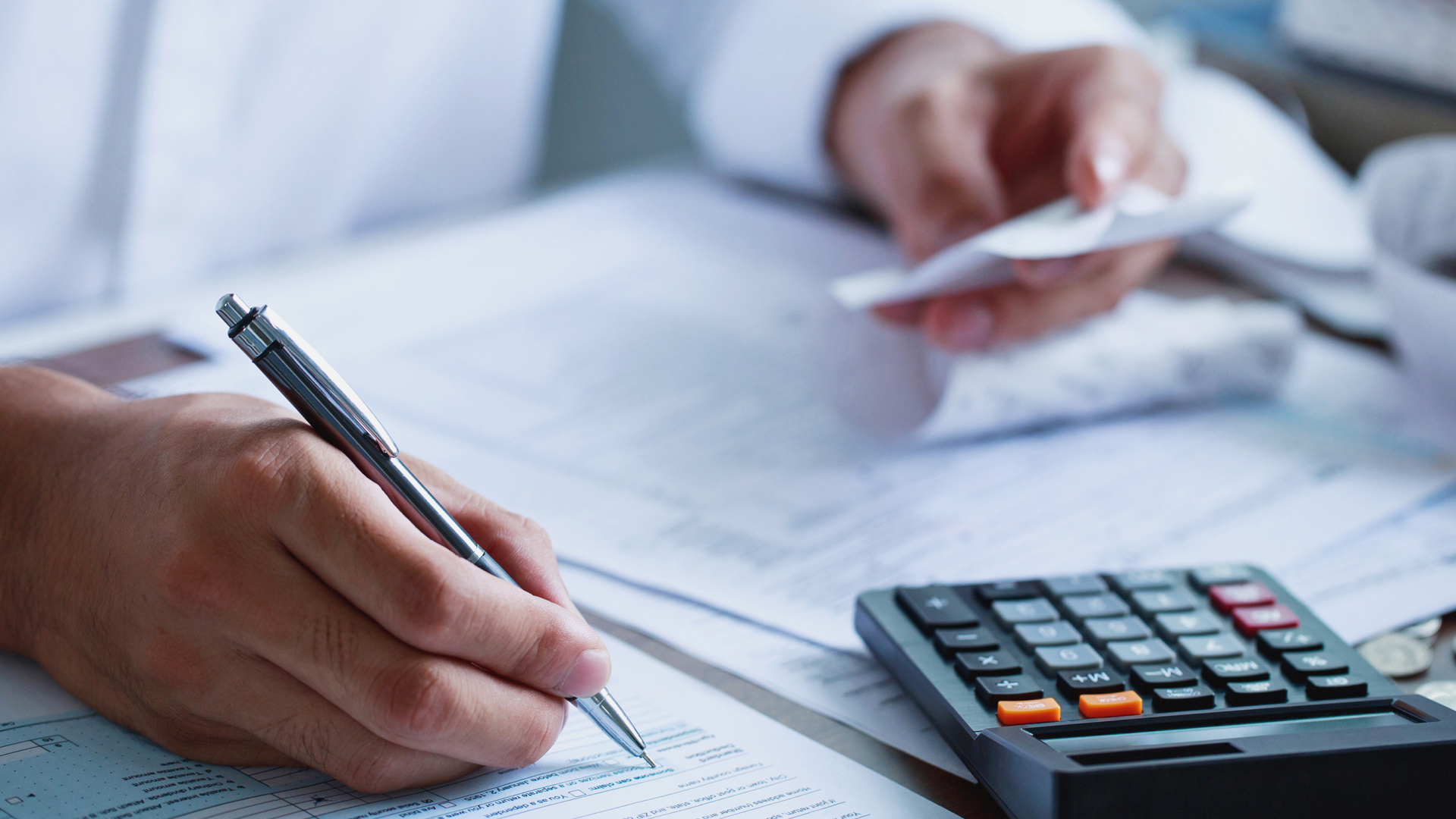 Man calculating tax