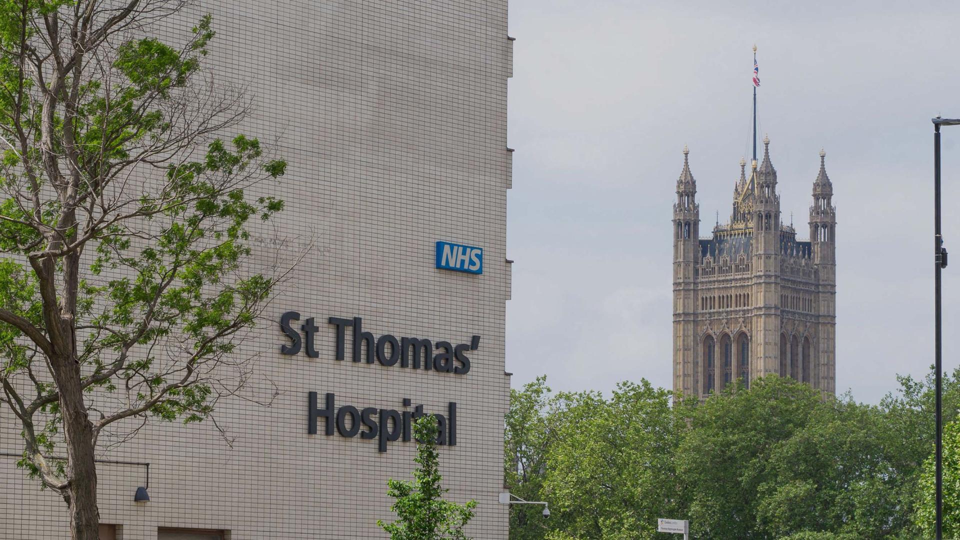 St Thomas' Hospital opposite Parliament