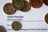 A photo of a state pension claim form