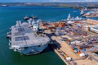 Aircraft carrier at dock