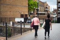 Two women walking