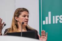 Helen Miller speaking at event