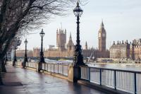 View of the houses of parliament from footpath