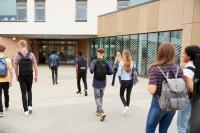 An image of students going to college