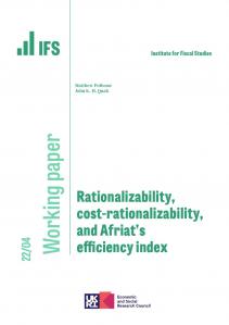 IFS WP2022/04 Rationalizability, cost-rationalizability, and Afriat’s eﬃciency index