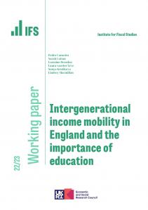 Intergenerational income mobility in England and the importance of education