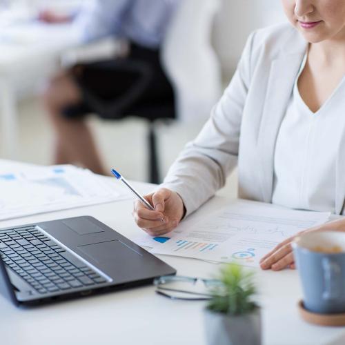 woman working at desk