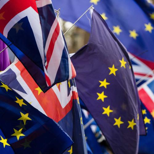 European Union and British Union Jack flag