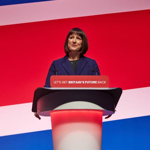 Image of Chancellor Rachel Reeves presenting at an event