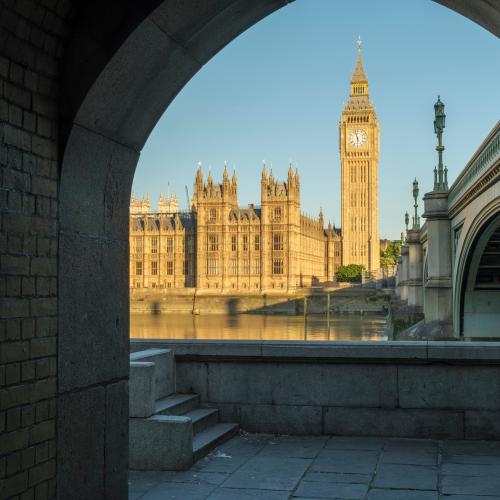 View of Parliament from under an archway