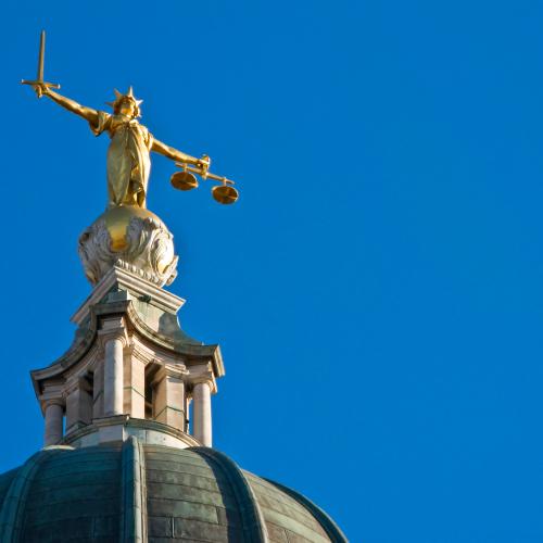 Image of top of Lady Justice On The Old Bailey, London