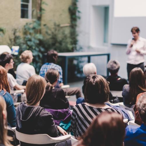 Teachers in a school meeting