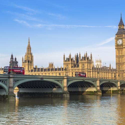 A view of Parliament and Westminster Bridge.