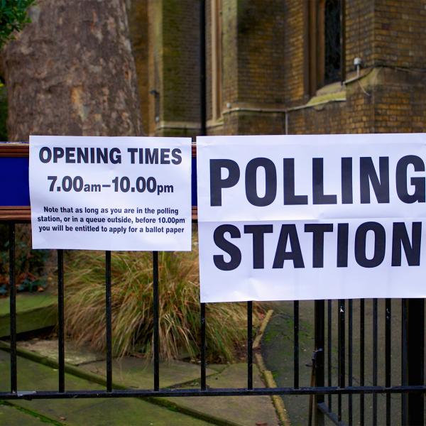 Polling station outside a church
