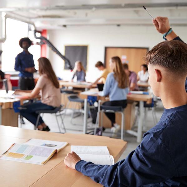Student raises hand