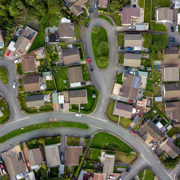 Aerial view of villages