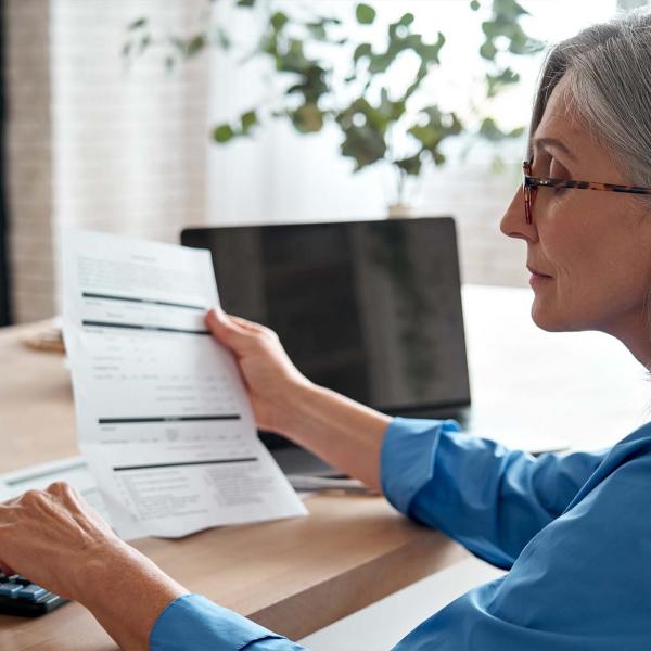 Woman calculating pensions