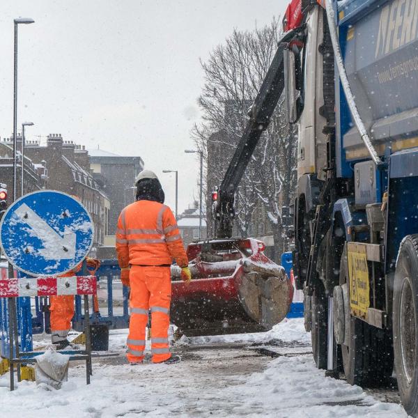 Council worker doing roadworks