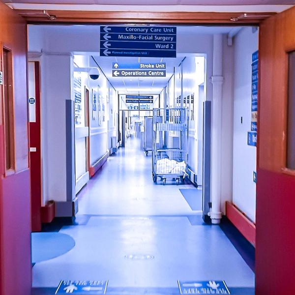 NHS hospital corridor