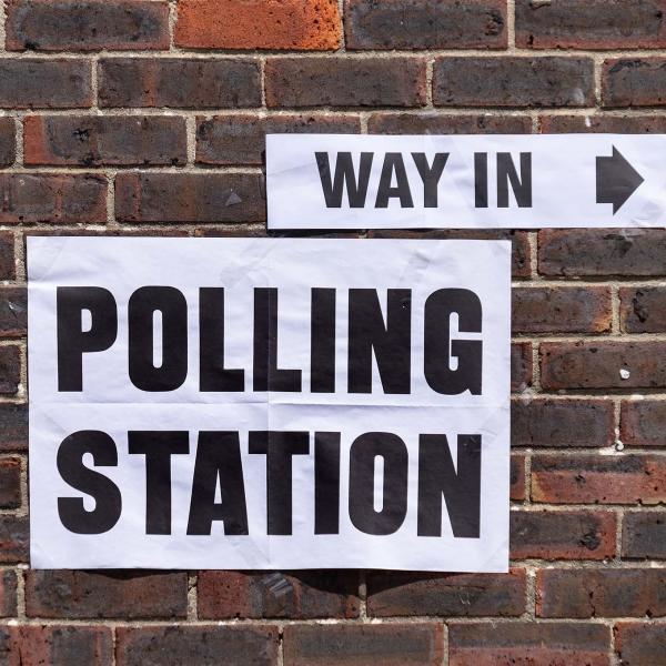 Polling station sign