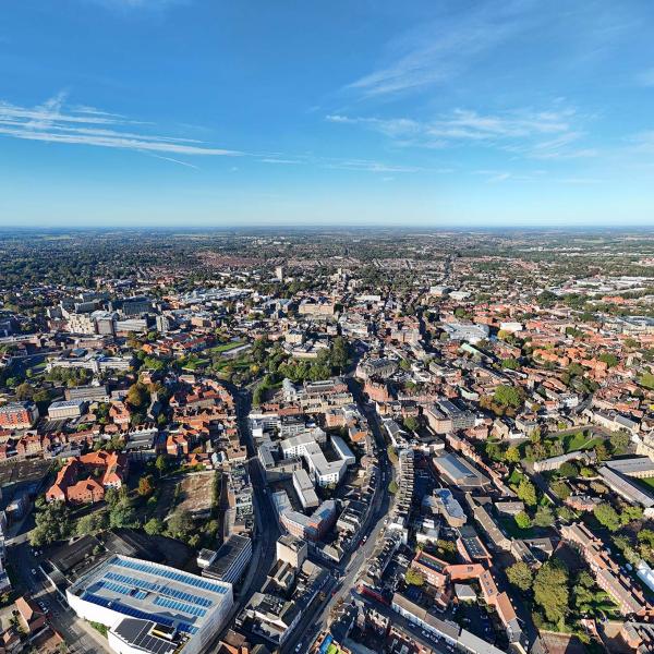 Ariel view of an English town