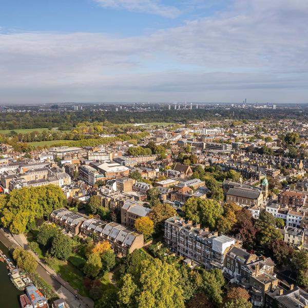 Aerial view of English town