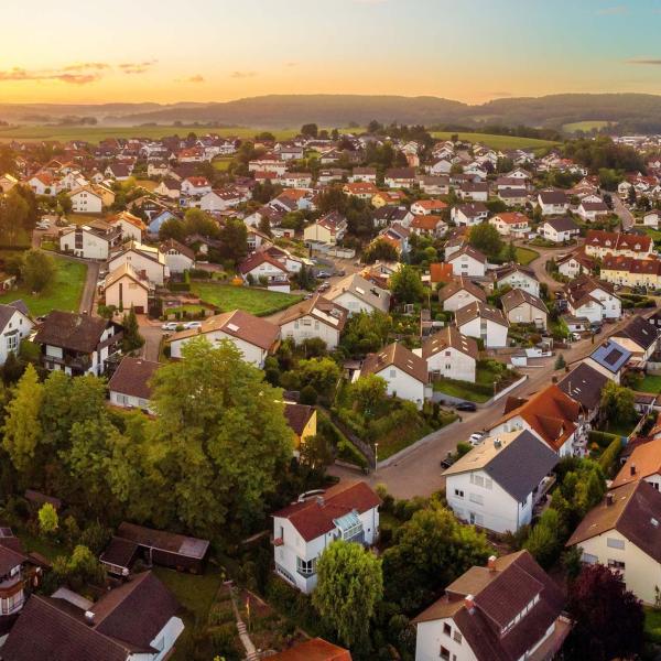 Aerial view of a town