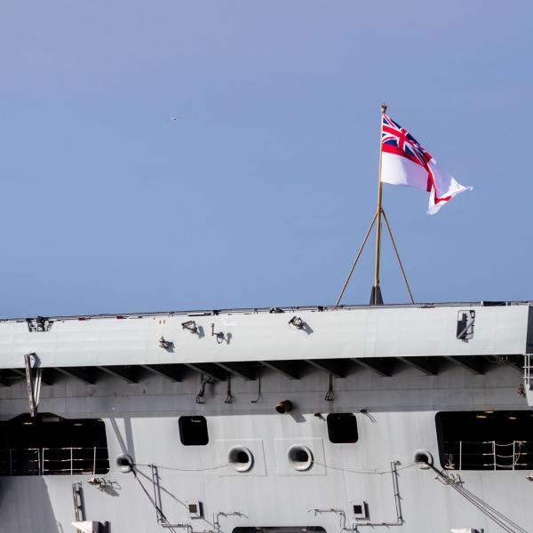 UK ship with flag