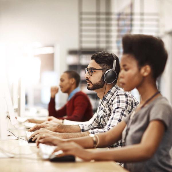 students working with computers